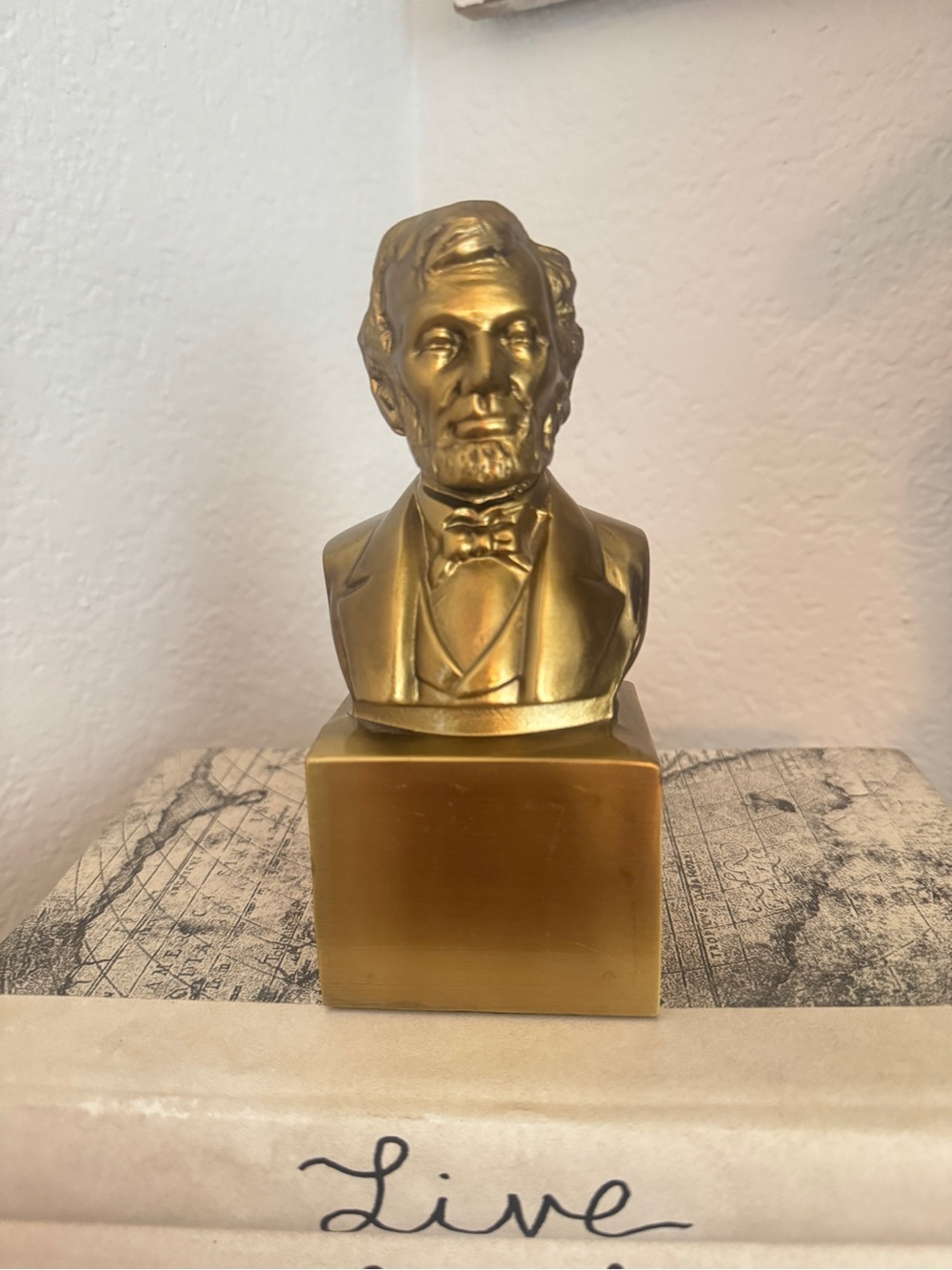 Vintage Abraham Lincoln Bust Heavy Bronze Brass Statue 6.25" Tall Desk Decor